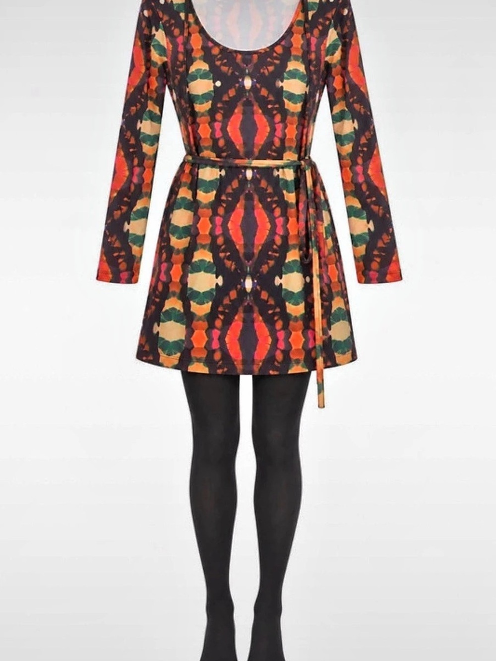 Women's Geometric Mini Dress in Black & Red